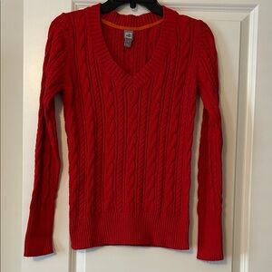 JCP Red Cable Knit V-Neck Sweater